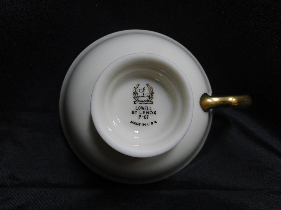 Lenox Lowell P67, Gold Encrusted Band: Cup & Saucer Set, 2 1/8" Tall