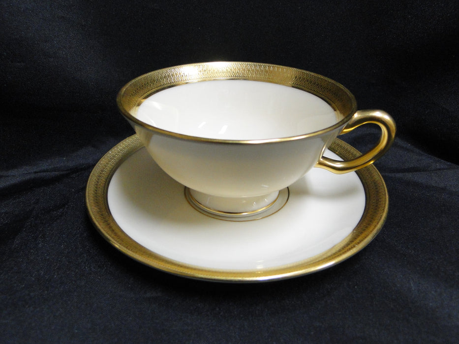 Lenox Lowell P67, Gold Encrusted Band: Cup & Saucer Set, 2 1/8" Tall