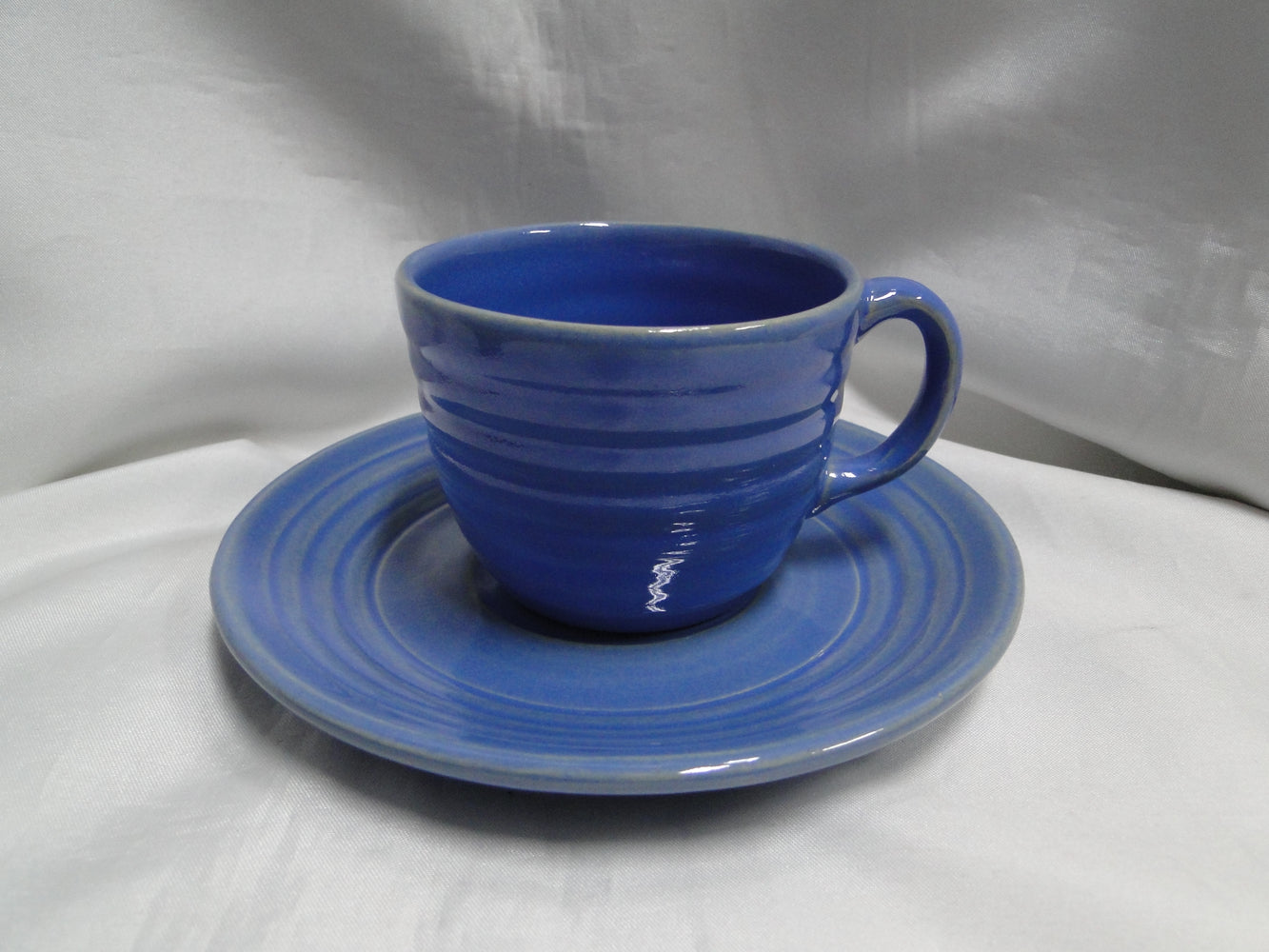 Bauer Ring Delph Blue (Old): Cup & Saucer Set, 2 1/2" Tall, Round Handle