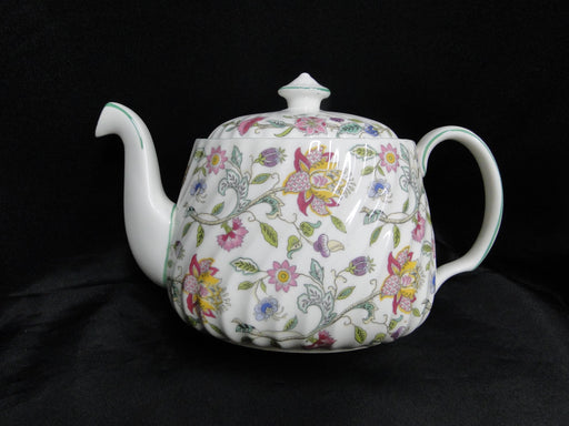 Minton Haddon Hall B1451, Floral Chintz, Green Trim: Teapot & Lid, 5 3/4"