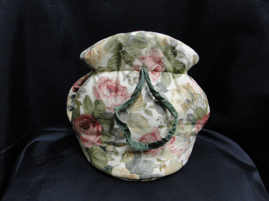 Pink & Yellow Roses, Green Leaves, Great Britain: Teapot Cozy, 9" Long