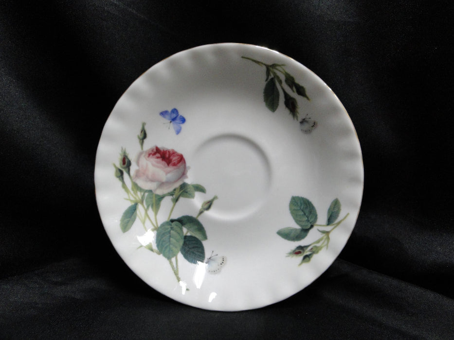 Roy Kirkham, White w/ Redoute Roses: Cup & Saucer Set, 2 7/8", Gold Trim