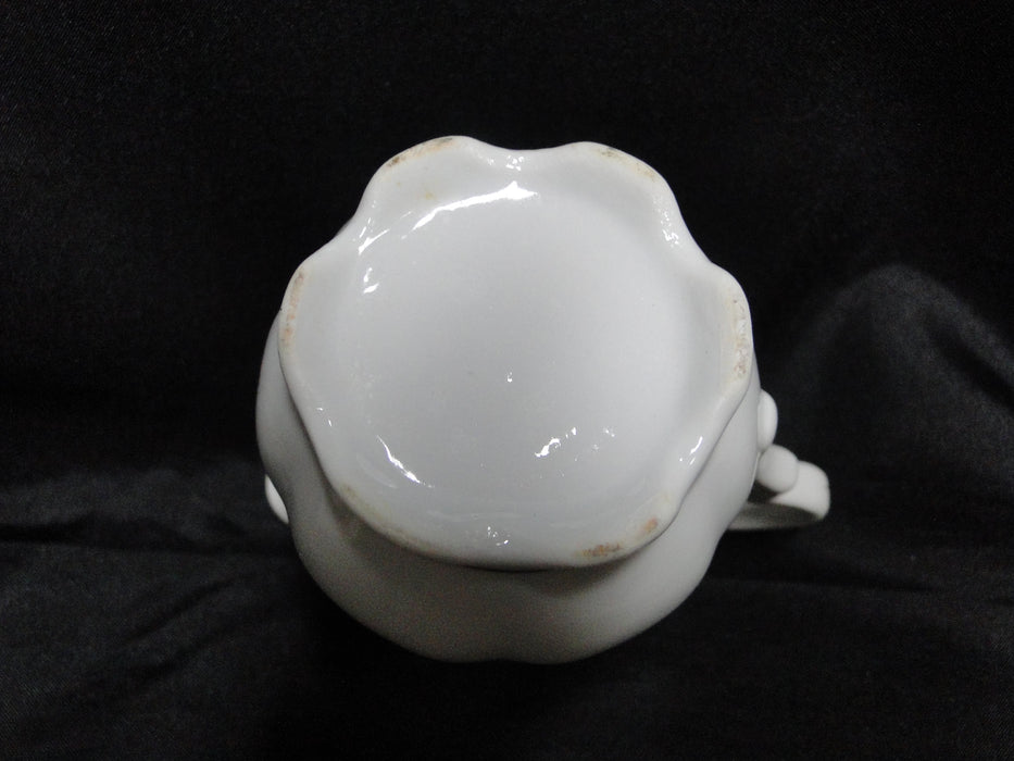 White w/ Pink Moss Rose, Gold Trim: Creamer / Cream Pitcher, 3 3/4" Tall