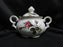 White w/ Pink Moss Rose, Gold Trim: Sugar Bowl & Lid, 3 7/8" Tall