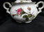 White w/ Pink Moss Rose, Gold Trim: Sugar Bowl & Lid, 3 7/8" Tall