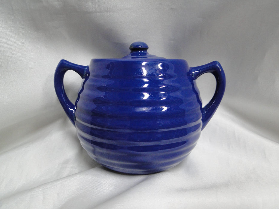 Ring Cobalt Blue, Bauer: Sugar Bowl & Lid, 4" Tall, Flaw