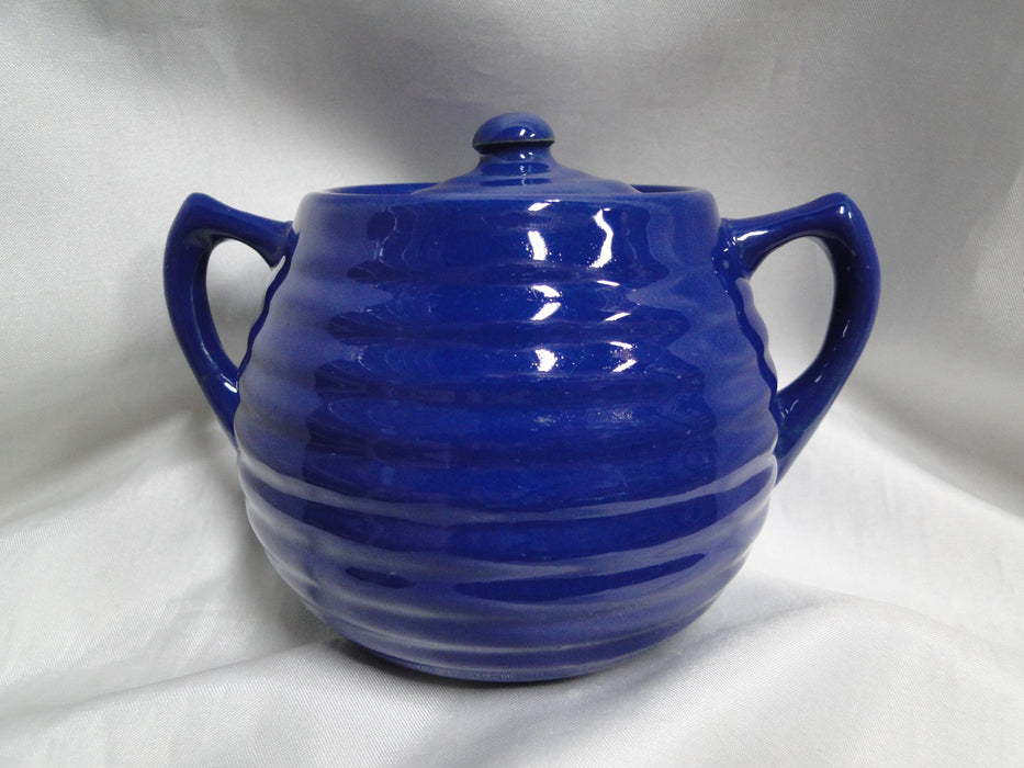 Ring Cobalt Blue, Bauer: Sugar Bowl & Lid, 4" Tall, Flaw