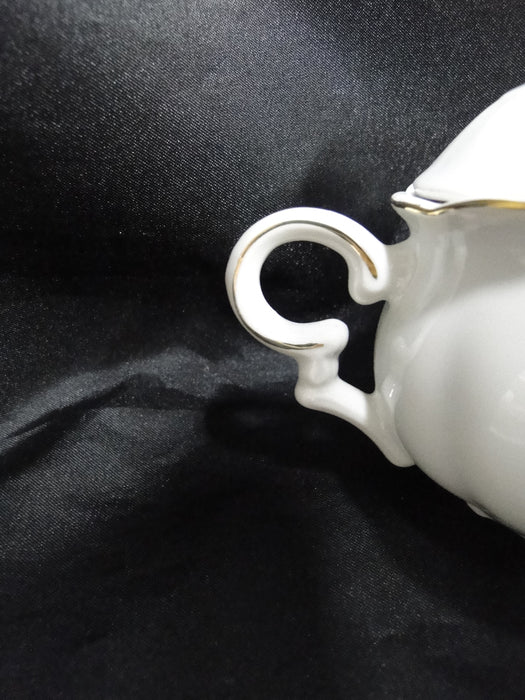 White w/ Pink Moss Rose, Gold Trim: Sugar Bowl & Lid, 3 7/8" Tall