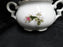 White w/ Pink Moss Rose, Gold Trim: Sugar Bowl & Lid, 3 7/8" Tall