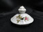 White w/ Pink Moss Rose, Gold Trim: Sugar Bowl & Lid, 3 7/8" Tall