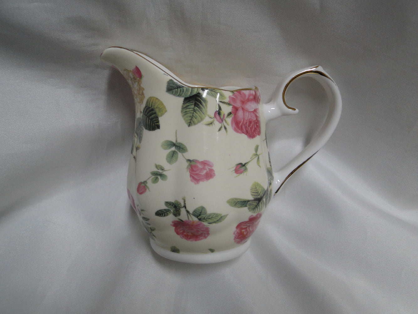 Coastline Imports Gracie China Pink Roses on Pale Yellow: Creamer, 4"