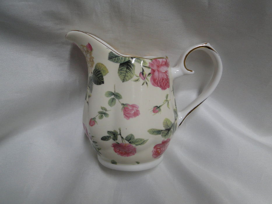 Coastline Imports Gracie China Pink Roses on Pale Yellow: Creamer, 4"