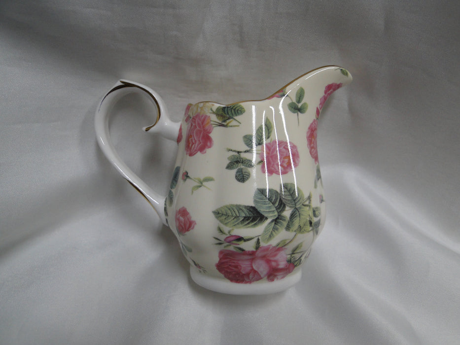 Coastline Imports Gracie China Pink Roses on Pale Yellow: Creamer, 4"