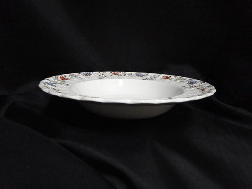 Spode Wicker Dale, Floral on Chelsea Wicker: Rim Soup Bowl, 7 3/4",  Crazing