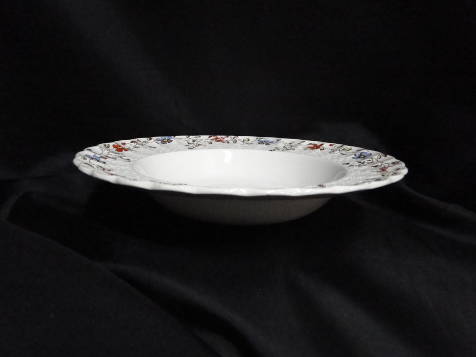 Spode Wicker Dale, Floral on Chelsea Wicker: Rim Soup Bowl, 7 3/4",  Crazing
