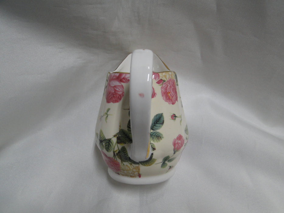 Coastline Imports Gracie China Pink Roses on Pale Yellow: Creamer, 4"