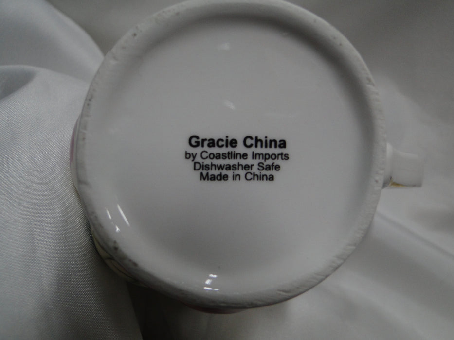 Coastline Imports Gracie China Pink Roses on Pale Yellow: Creamer, 4"