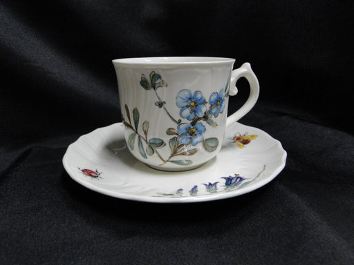 Villeroy & Boch Bouquet, Flowers, Insects: Blue Cup & Saucer Set (s) 2 5/8", 6oz