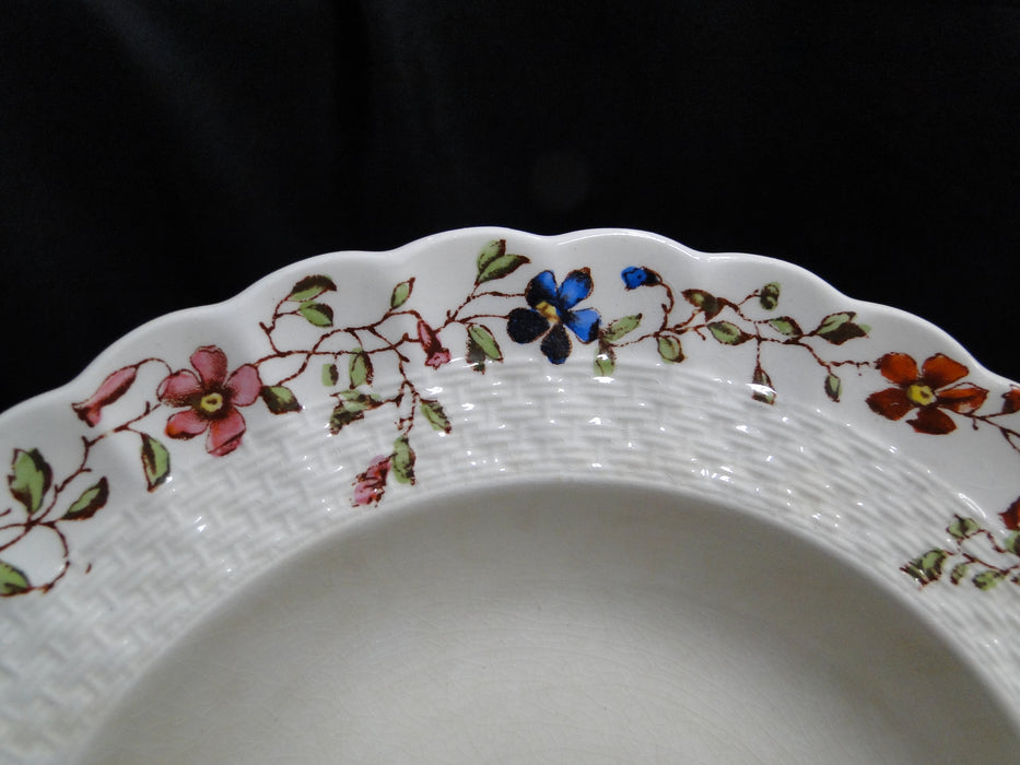 Spode Wicker Dale, Floral on Chelsea Wicker: Rim Soup Bowl, 7 3/4",  Crazing