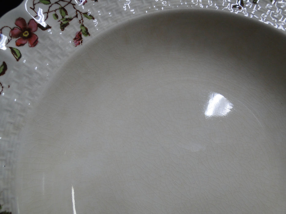 Spode Wicker Dale, Floral on Chelsea Wicker: Rim Soup Bowl, 7 3/4",  Crazing