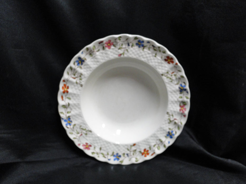 Spode Wicker Dale, Floral on Chelsea Wicker: Rim Soup Bowl, 7 3/4",  Crazing