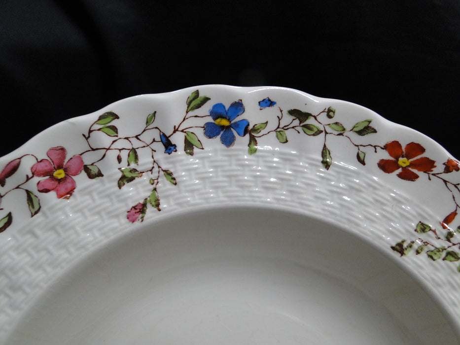 Spode Wicker Dale, Floral on Chelsea Wicker: Rim Soup Bowl, 7 3/4",  Crazing