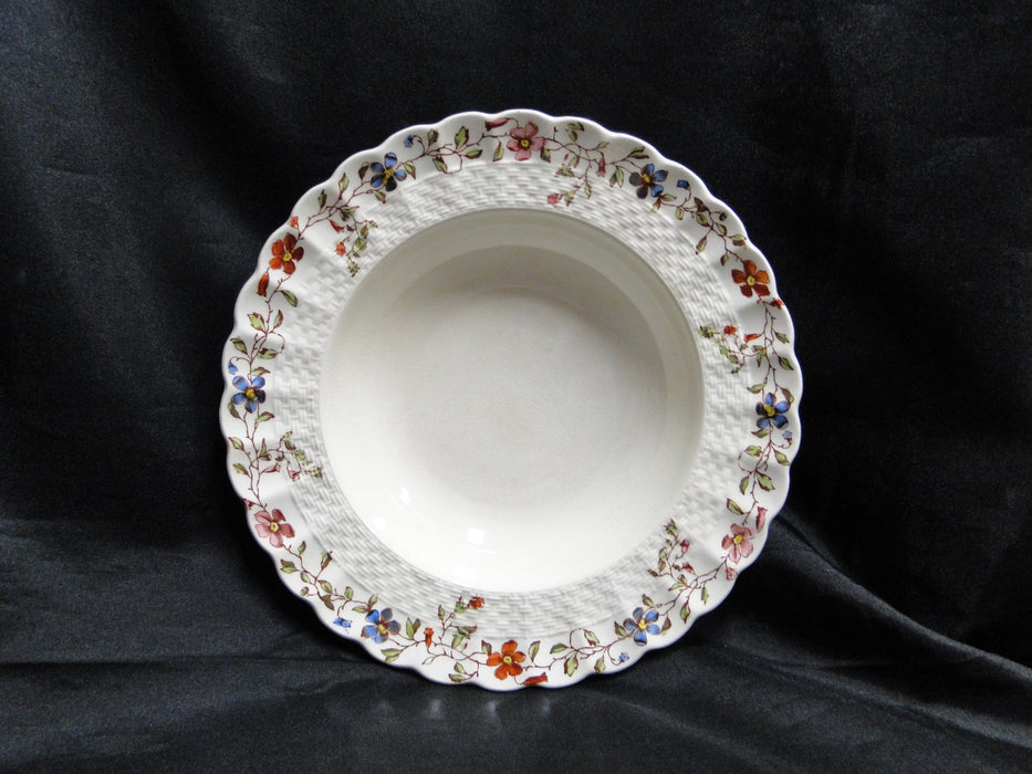 Spode Wicker Dale, Floral on Chelsea Wicker: Rim Soup Bowl, 7 3/4",  Crazing