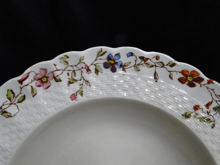 Spode Wicker Dale, Floral on Chelsea Wicker: Rim Soup Bowl, 7 3/4",  Crazing