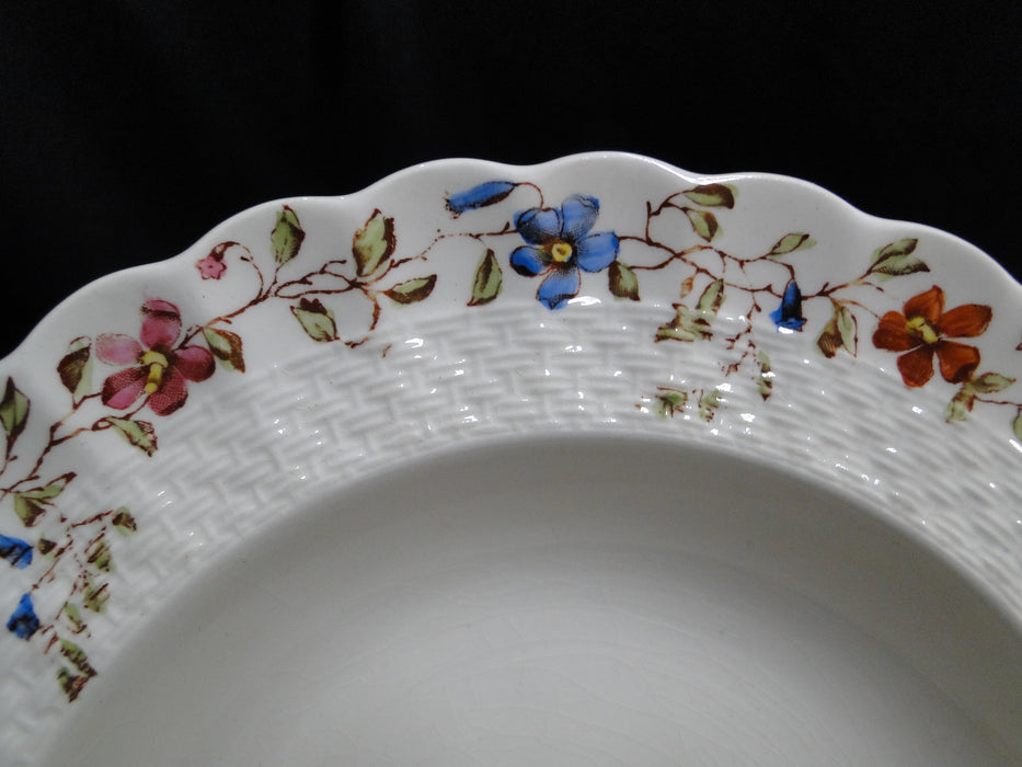 Spode Wicker Dale, Floral on Chelsea Wicker: Rim Soup Bowl, 7 3/4",  Crazing