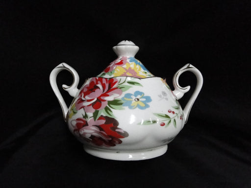 Coastline Imports Gracie China Multicolored Florals: Sugar Bowl & Lid, 4 1/4"