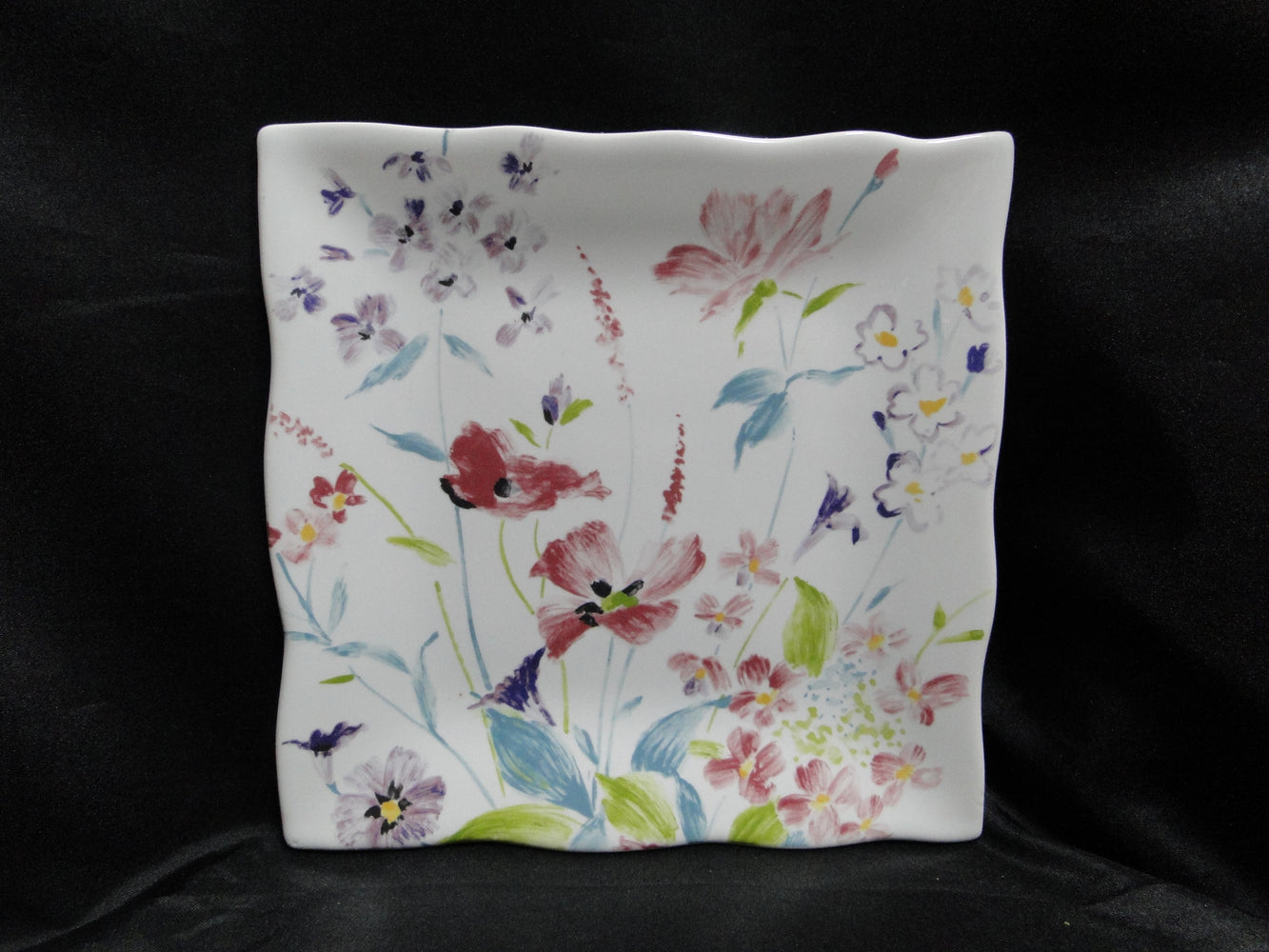 222 Fifth Garden Beauty, Multicolored Florals: Square Salad Plate (s), 8"