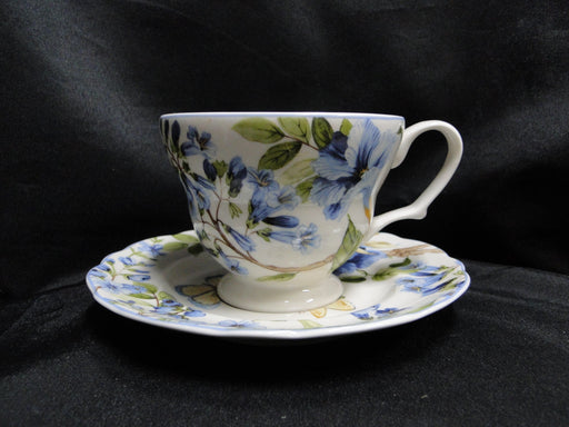 222 Fifth Lyanna Blue, Blue Flowers: Cup & Saucer Set, 3 1/4"