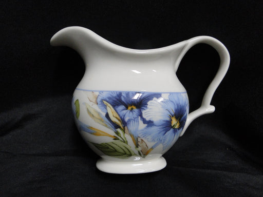 222 Fifth Lyanna Blue, Blue Flowers: Creamer / Cream Pitcher (s), 4" Tall