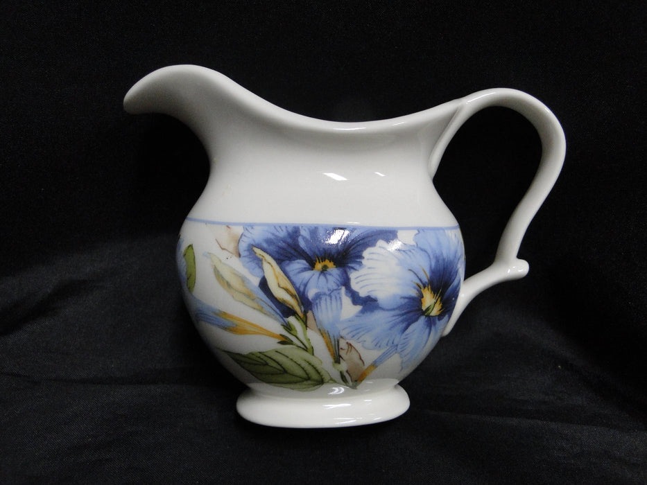 222 Fifth Lyanna Blue, Blue Flowers: Creamer / Cream Pitcher (s), 4" Tall