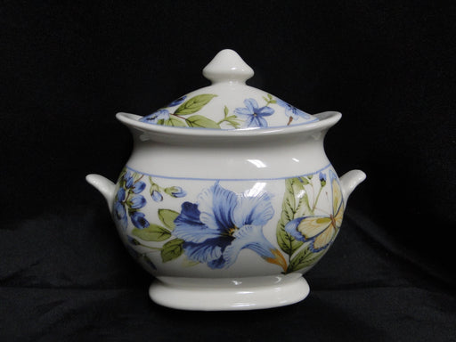 222 Fifth Lyanna Blue, Blue Flowers: Sugar Bowl & Lid (s), 5" Tall