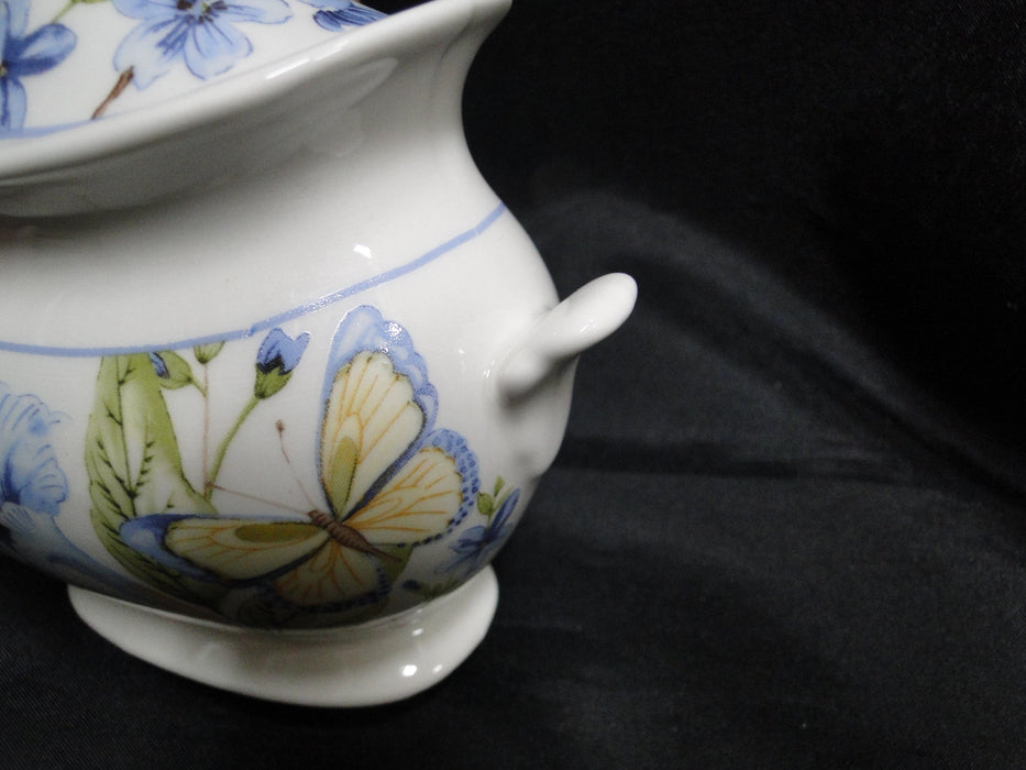 222 Fifth Lyanna Blue, Blue Flowers: Sugar Bowl & Lid (s), 5" Tall