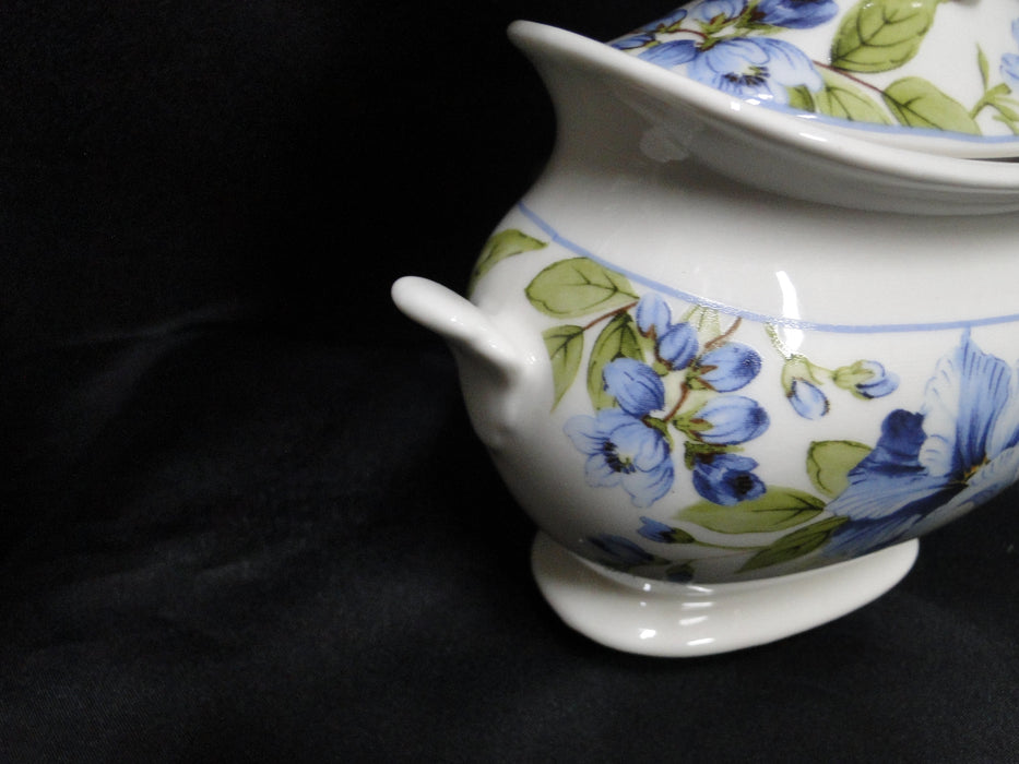 222 Fifth Lyanna Blue, Blue Flowers: Sugar Bowl & Lid (s), 5" Tall