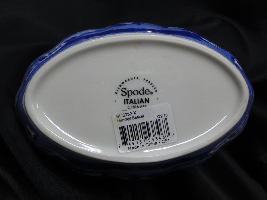 Spode Italian, Blue Scene: Handled Basket / Basket Bowl, 6" x 4"