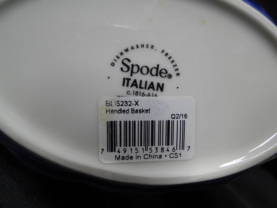Spode Italian, Blue Scene: Handled Basket / Basket Bowl, 6" x 4"