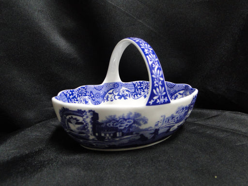 Spode Italian, Blue Scene: Handled Basket / Basket Bowl, 6" x 4"