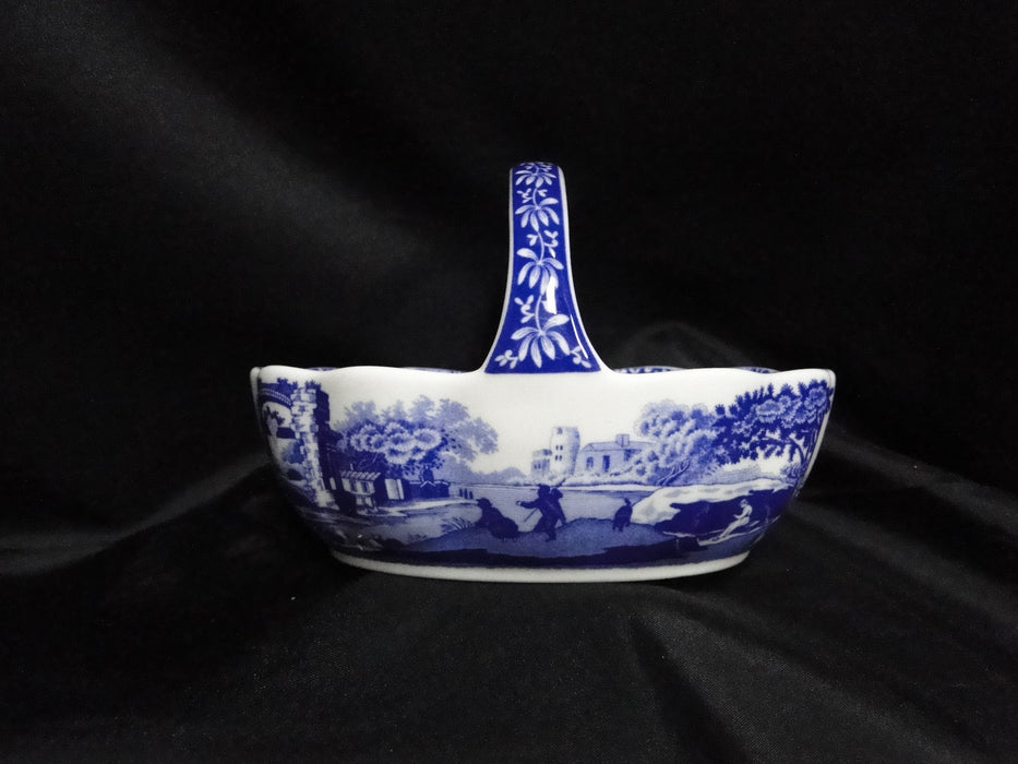 Spode Italian, Blue Scene: Handled Basket / Basket Bowl, 6" x 4"
