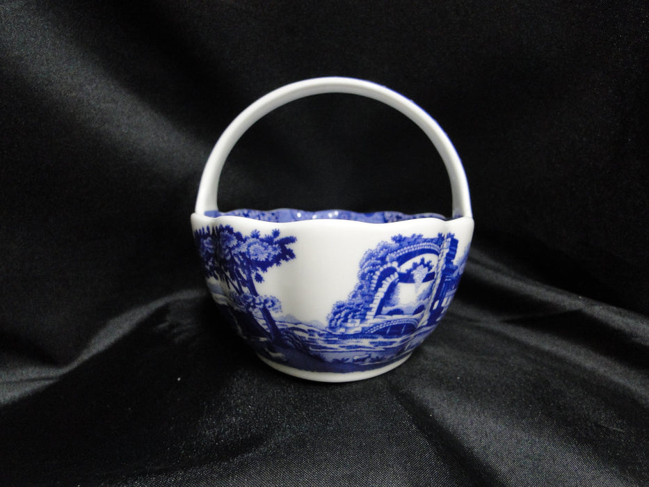Spode Italian, Blue Scene: Handled Basket / Basket Bowl, 6" x 4"