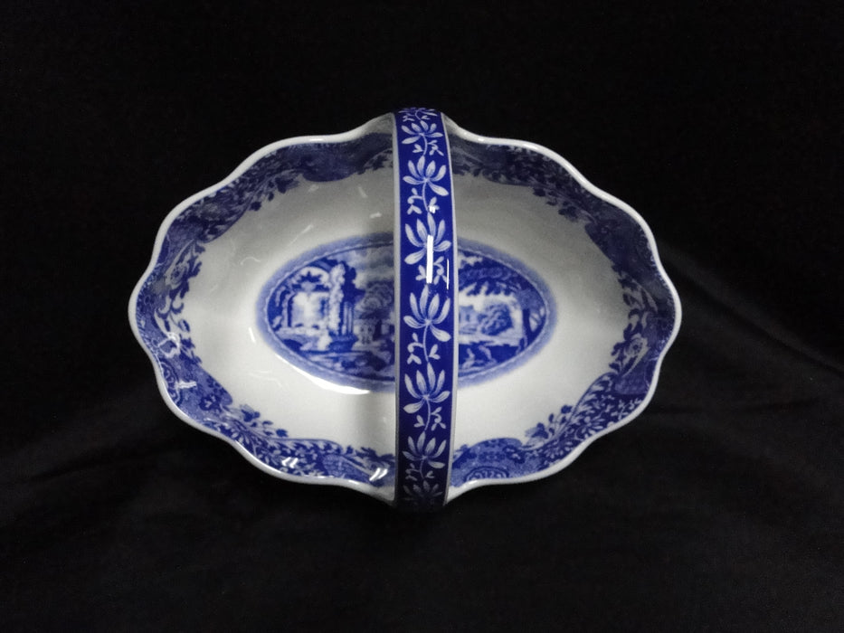 Spode Italian, Blue Scene: Handled Basket / Basket Bowl, 6" x 4"