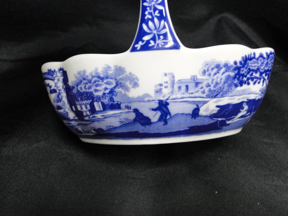 Spode Italian, Blue Scene: Handled Basket / Basket Bowl, 6" x 4"