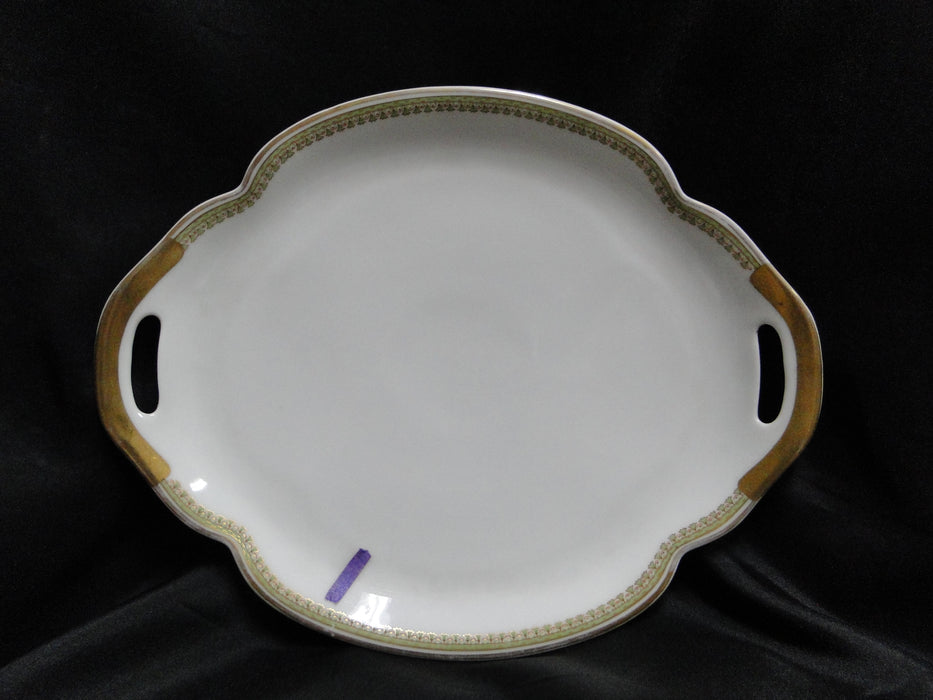 Haviland (Limoges) Schleiger 629 Green/Gold/Red: Oval Platter, 11 3/8", As Is