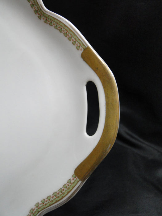 Haviland (Limoges) Schleiger 629 Green/Gold/Red: Oval Platter, 11 3/8", As Is