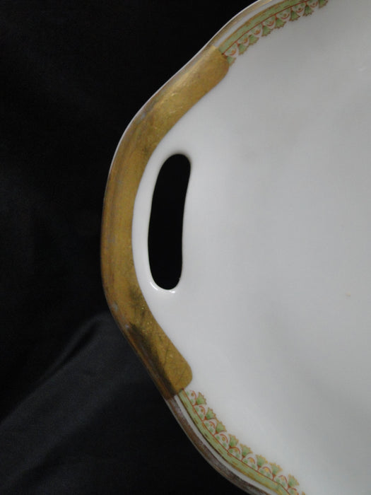Haviland (Limoges) Schleiger 629 Green/Gold/Red: Oval Platter, 11 3/8", As Is