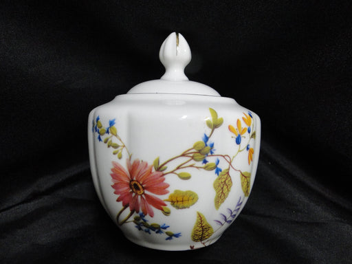 Meritage Multicolored Florals & Leaves: Sugar Bowl & Lid, 4 3/4" Tall