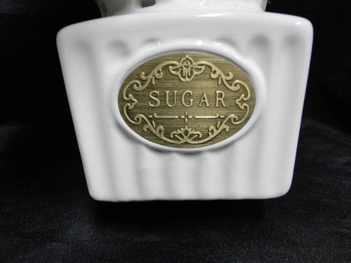 THL T1H2, White w/ Metal Medallion, Lattice: Sugar Bowl & Lid, 4" Tall, As Is