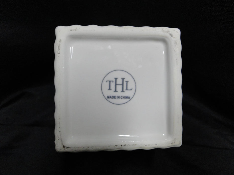 THL T1H2, White w/ Metal Medallion, Lattice: Sugar Bowl & Lid, 4" Tall, As Is